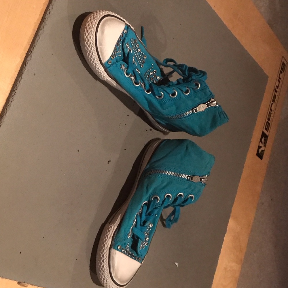 Ash Teal High-Top Sneakers with Studs - Picture 5 of 7